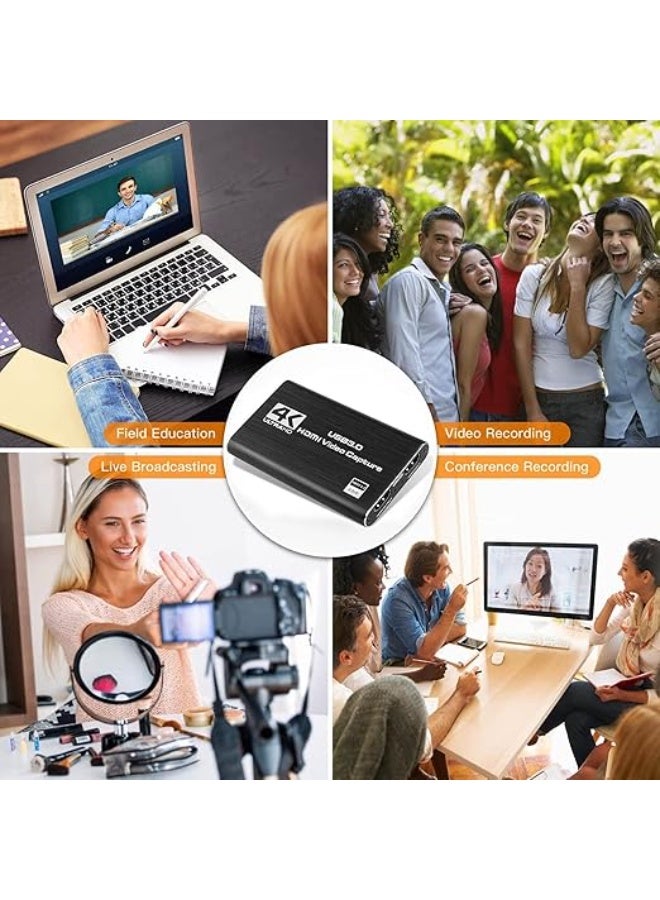 4K HDMI Game Capture Card (Black) - 1080P 60fps Video Recording & Live Streaming for DSLR, Camcorder & Action Cams - Image 5
